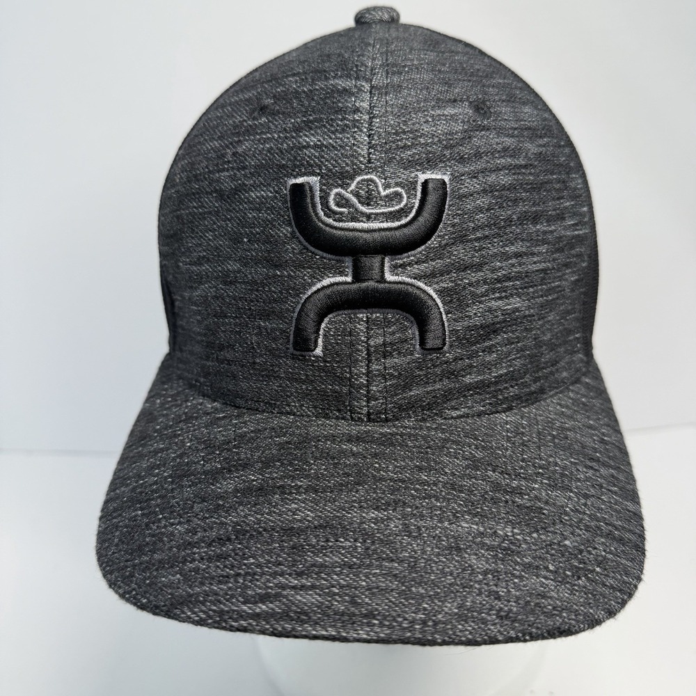 Hooey Ash Flexfit Hat Gray Heather Fitted Cap Embroidered Logo Cowboy Size L/XL